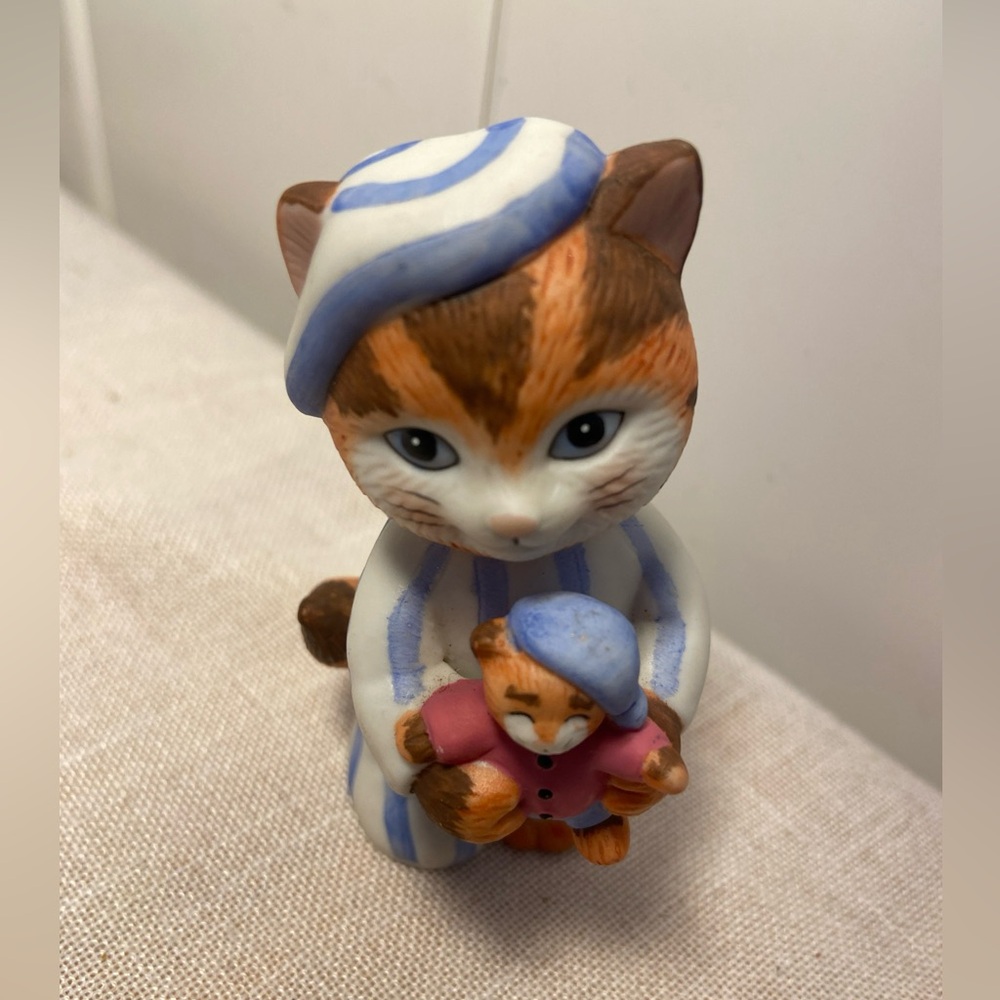90s cat figurine Bronson Collectibles Cat in Pajamas kitty teddybear vintage cat - Picture 5 of 15